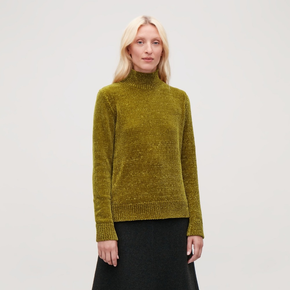NWT COS Chenille jumper with zipper--green--XS